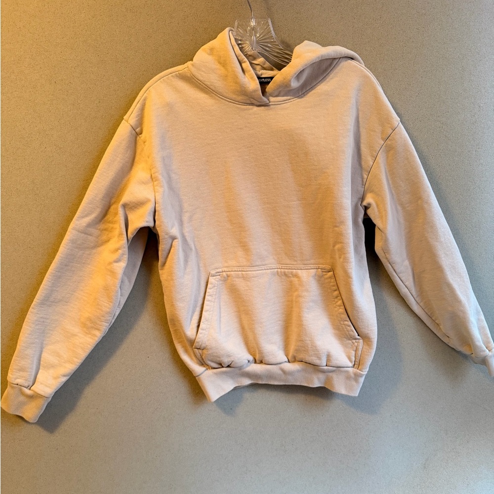 TALENTLESS Cream Hoodie with Ribbed Cuffs